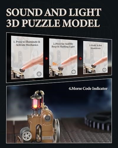 ROKR Metal 3D Yapboz Mekanik Model Kitleri, Platsic DIY Endüstriyel Şehir El Sanatları Hediyeleri (Mors Telgrafı)