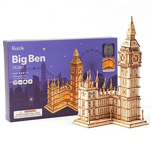 Rolife Ahşap Yapboz Yetişkin 3D Model Yapımı Ahşap Yapı Kiti Yetişkin Gençler için 220 Parça, Big Ben