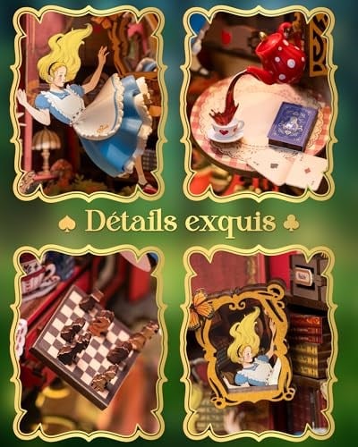 Rolife Book Nook Kit Fall into Wonder DIY (kendin yap) minyatür ev model kitleri, çalışma masası, kitaplık dekorasyonu, aynalı illüzyonlu 3D yapboz, Noel, doğum günü hediyeleri
