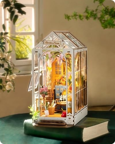Rolife Kendin Yap Kitap Nook Kiti Bahçe Evi, Kendin Yap Minyatür Kitapçı Kiti 3D Yaratıcı Dekoratif Kitap Desteği Kitaplık Ekleme Yetişkinler için 3D Yapboz, Cadılar Bayramı/Noel Dekorasyonları