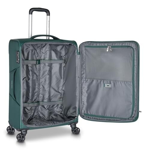 Roncato Yeşil Çekçekli Kumaş Valiz 41464287 Trolley Medio 4R Jazz 4.0