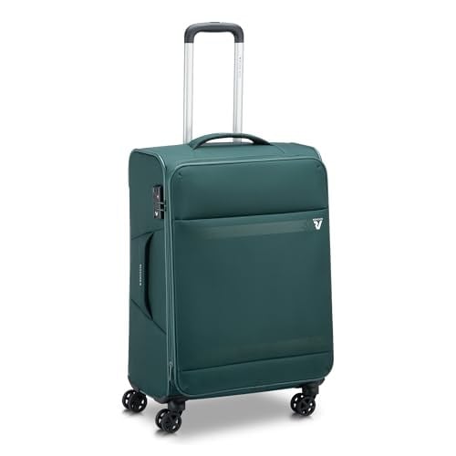 Roncato Yeşil Çekçekli Kumaş Valiz 41464287 Trolley Medio 4R Jazz 4.0