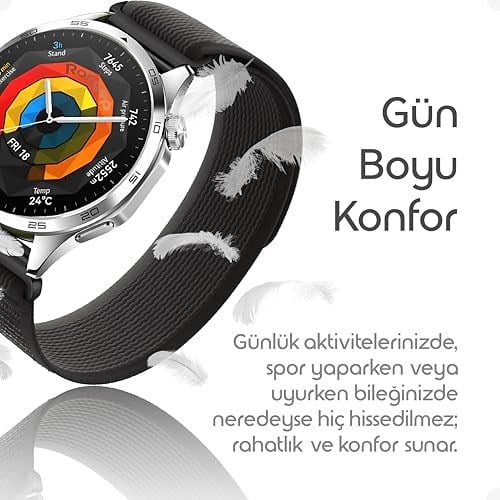 Rongep Huawei ile Uyumlu Travel Loop 22mm Kordon GT6/GT6 Pro/GT5/GT5 Pro/GT4/GT3/GT3 Pro/GT2/GT2 Pro 46mm için Rahat Kumaşlı GT6 Pro Kordon Terletmeyen Konforlu Tasarım GT6 Kordonu