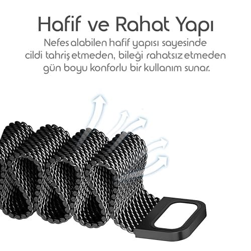 Rongep [Milano Loop] Xiaomi Redmi Watch 6/5/4/Mi Band 10 Pro/9 Pro/8 Pro için Kordon Manyetik Tasarımlı Terletmeyen Mi Band 10 Pro Kordon Nefes Alabilen Metal Hasır Redmi Wa - Seçenekler: Siyah, Gümüş