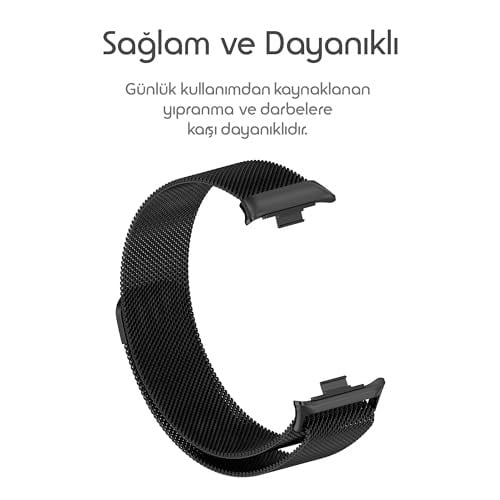 Rongep [Milano Loop] Xiaomi Redmi Watch 6/5/4/Mi Band 10 Pro/9 Pro/8 Pro için Kordon Manyetik Tasarımlı Terletmeyen Mi Band 10 Pro Kordon Nefes Alabilen Metal Hasır Redmi Wa - Seçenekler: Siyah, Gümüş