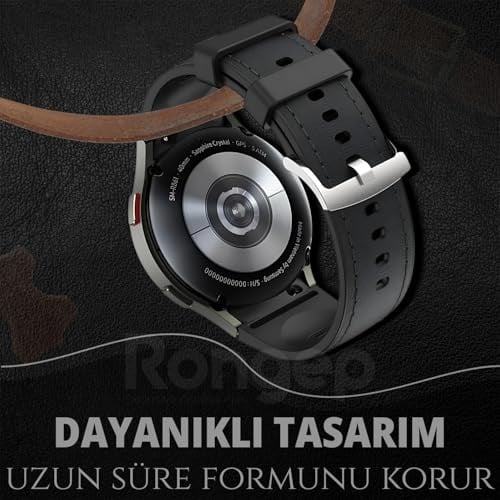 Rongep Samsung ile Uyumlu Deri Görünümlü Hibrit 20mm Silikon Kordon Galaxy Watch 7/6/5/4 Serisi için Galaxy Watch 7 Kordon (40mm/44mm) Watch 6/4 Clas - Seçenekler: Siyah, Kahverengi, Turuncu, Wine Red