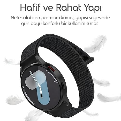 Rongep Samsung ile Uyumlu Yeni Nesil Bağlantı Hasırlı Kumaş Kordon Galaxy Watch 7/6/5/4 Serisi için Galaxy Watch 7 Kordon (40mm/44m - Seçenekler: Black, Canary, Khaki, Orange, Reef, Scuba Black, White