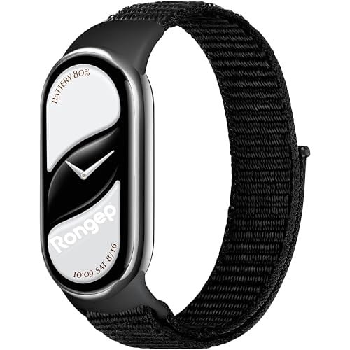 Rongep [Sport Loop] Xiaomi Mi Band 10/9/8 ile Uyumlu Kumaş Kordon Yumuşak ve Konforlu Smart Band10 Kordon Dayanıklı Cırt Cırt Ta - Seçenekler: Siyah, Haki, Kırmızı-Siyah, Kırçıllı Beyaz, Mavi, Neon...