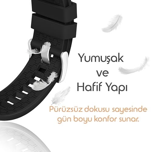 Rongep [Strip Loop] Huawei ile Uyumlu 22mm Kordon GT6/GT6 Pro/GT Runner 2/GT5/5 Pro/GT4/GT3/3 Pro 46mm için Yumuşak Silikonlu GT6 P - Seçenekler: Siyah, Beyaz, Gri, Haki-Siyah, Lacivert, Mavi-Siyah...
