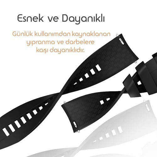 Rongep [Strip Loop] Huawei ile Uyumlu 22mm Kordon GT6/GT6 Pro/GT Runner 2/GT5/5 Pro/GT4/GT3/3 Pro 46mm için Yumuşak Silikonlu GT6 P - Seçenekler: Siyah, Beyaz, Gri, Haki-Siyah, Lacivert, Mavi-Siyah...
