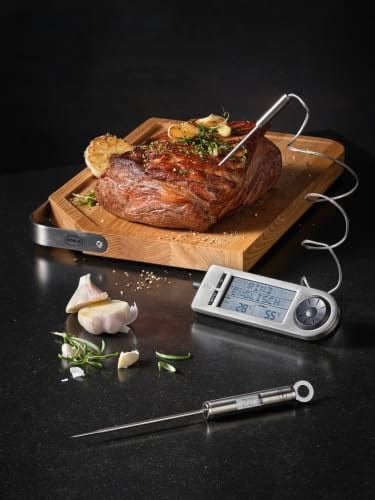 RÖSLE Barbekü Gurme Termometre 25066- Paslanmaz Çelik, Dijital Işıklı Göstergesi ile -20/+200 Derece Arasında Pişirme Ölçümü, 5 Saniyede Hızlı Ölçme, Uzunluk 47 cm