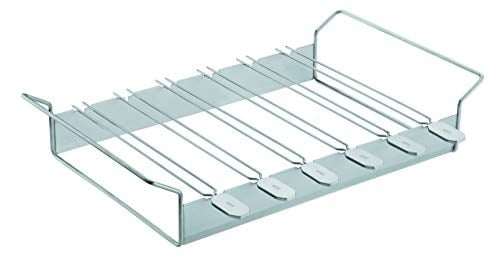 RÖSLE Barbekü Şiş Tutucu 6lı Set 25072-6 şiş ve bir raf seti, Paslanmaz Çelik, Şişler Döndürülebilir, 4 Konumda Her Yönden Izgara, Her şişin uzunluğu 33 cm