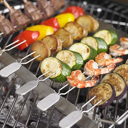 RÖSLE Barbekü Şiş Tutucu 6lı Set 25072-6 şiş ve bir raf seti, Paslanmaz Çelik, Şişler Döndürülebilir, 4 Konumda Her Yönden Izgara, Her şişin uzunluğu 33 cm