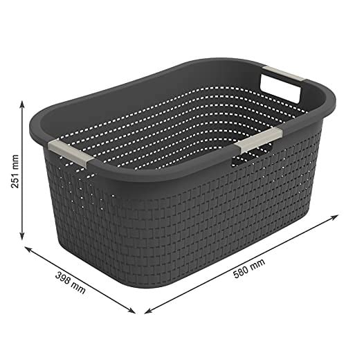 Rotho Country çamaşır sepeti 40 l, plastik (PP) BPA içermez, antrasit, 40 l (58,0 x 38,9 x 25,1 cm)