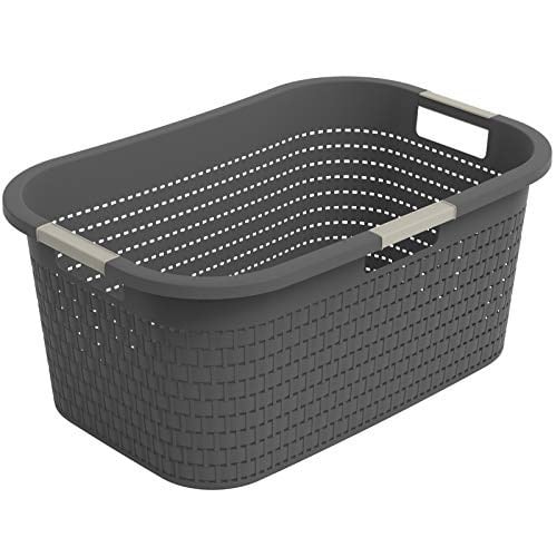 Rotho Country çamaşır sepeti 40 l, plastik (PP) BPA içermez, antrasit, 40 l (58,0 x 38,9 x 25,1 cm)