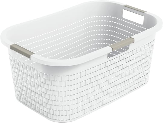 Rotho Country çamaşır sepeti 40 l, plastik (PP) BPA içermez, mistletoe beyaz, 40 l (58,0 x 38,9 x 25,1 cm)
