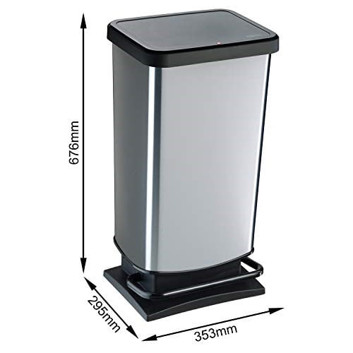 Rotho Paso Çöp Kutusu 40 L, Plastik, Siyah, 40 Liter