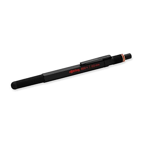 Rotring 800+ İki Fonksiyonlu Mekanik Gizli Uçlu Kurşun Kalem Siyah,0.5 mm - Bedenler: 0,5 mm, 0,7 mm