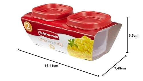 Rubbermaid Easy Find Lids Gıda Saklama Kapları, 0,5 Bardak, Yarışçı Kırmızısı, 2 Parça Set