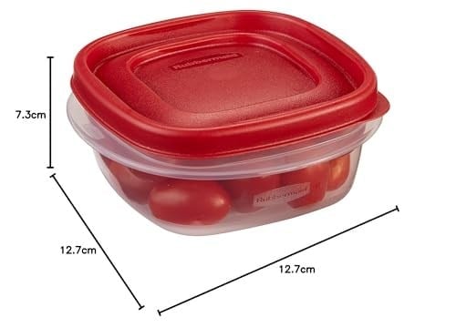 Rubbermaid Easy Find Lids Yiyecek Saklama Kapları, 1,25 Fincan, Yarışçı Kırmızısı, 4 Parça Set