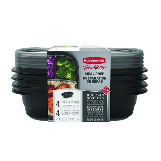 Rubbermaid TakeAlongs Bölünmüş Temel Konteyner, Siyah, 4lü Set (2127152)