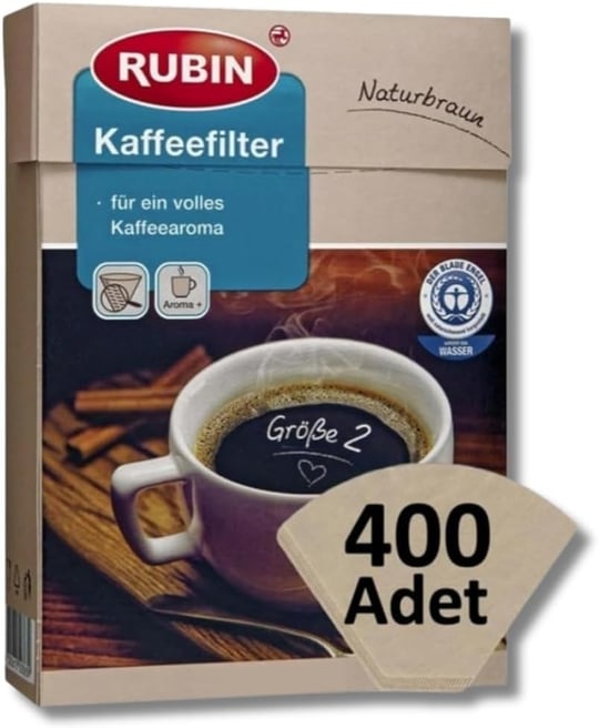 Rubin Kahve Filtresi 2 Numara (Küçük Boy) Naturel Kağıt 400 Adet