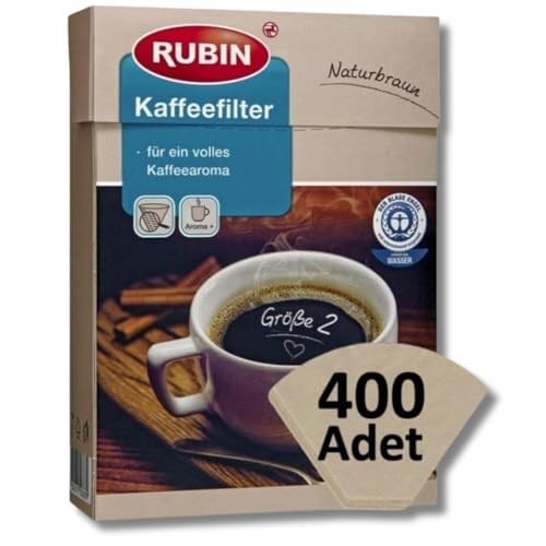 Rubin Kahve Filtresi 2 Numara (Küçük Boy) Naturel Kağıt 400 Adet