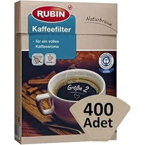 Rubin Kahve Filtresi 2 Numara (Küçük Boy) Naturel Kağıt 400 Adet