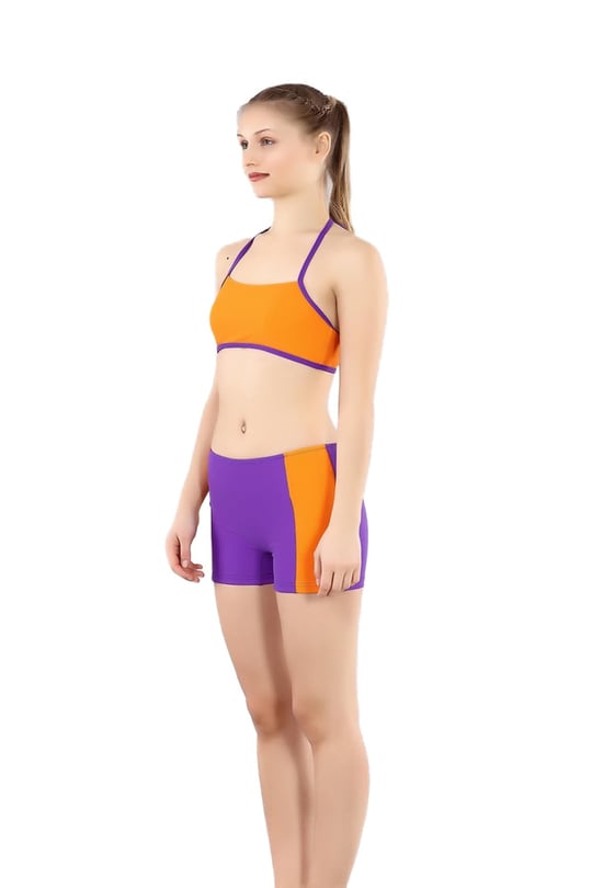 RUKO 2261-1 KIZ ÇOCUK ORANJ-MOR ŞORTLU BİKİNİ