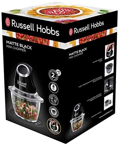 Russell Hobbs 24662-56 elektrikli mini parçalayıcı [saklama kapağı dahil cam kap] mat siyah (500 ml, sebze parçalayıcı, mikser, çoklu ve evrensel parçalayıcı, sebze, meyve ve et için)