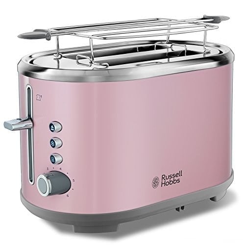 Russell Hobbs Ekmek Kızartma Makinesi Bubble Pembe, 2 Ekstra Geniş Tost Yuvası, Sandviç Eki, 6 Ayarlanabilir Kızartma Seviyesi + Buz Çözme ve Isıtma Fonksiyonu, Hızlı Kızartma Teknolojisi, 930W, 25081