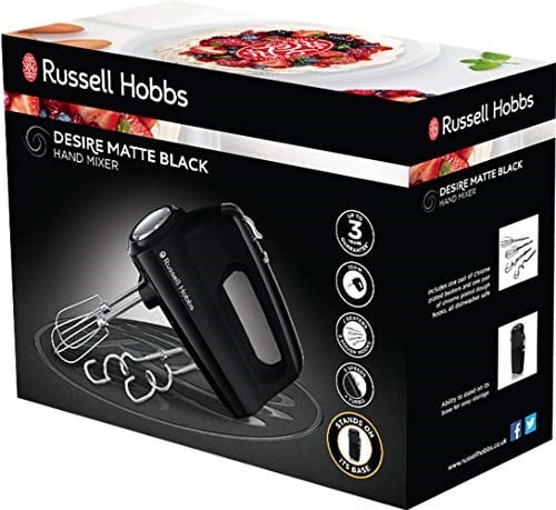 Russell Hobbs El mikseri mat siyah (5 hız kademesi artı turbo fonksiyonu, bulaşık makinesinde yıkanabilir 2 çırpma teli ve 2 yoğurma ka - Seçenekler: El mikseri, tek, Blender, Tek, Entsafter Weixdf...