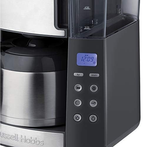 Russell Hobbs Öğütücülü kahve makinesi, termos, 10 fincan, dijital programlanabilir zamanlayıcı, 3 kademeli öğütme derecesi ayarı, 1000 W, filtre kahve çekirdekleri için Grind&Brew 25620-56
