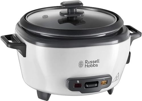 Russell Hobbs Orta Boy Pirinç Pişirici, Paslanmaz Çelik/Beyaz, Yapışmaz kaplama, bulaşık makinesinde yıkanabilir, 300 Watt) 27030-56, bir seferde 6 porsiyon (porsiyon başına 200 grama kadar)