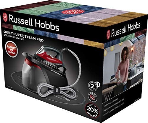 Russell Hobbs Quiet Super Steam Pro Buharlı Ütü İstasyonu (8 Bar Buhar Basıncı, 1,8 L Çıkarılabilir Su Tankı, Kireç Koruma Sistemi, 3 Buhar Ayarı, Dikey Buhar) Ütü 24460-56
