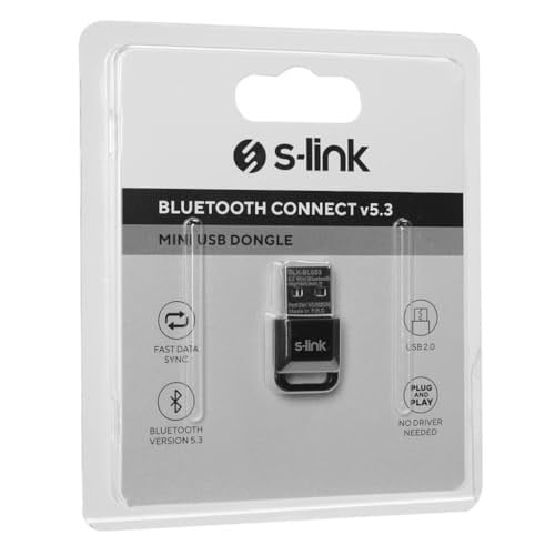 S-link SLX-BL053 Bluetooth 5.3 Alıcı, Mini Dongle USB Adaptör, Win7/8/10/11 Tak Çalıştır, Çoklu Cihaz Bağlama (PC İçindir)
