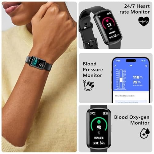 Sağlık Fitness Takipçisi, 7/24 Kalp Atış Hızı ve Kan Basıncı Monitörlü Akıllı Saat, Kan Oksijenli Aktivite İzleyici, 120 Spor Modu Su Geçirmez Uyku İzleyici, Kadın Erkek için
