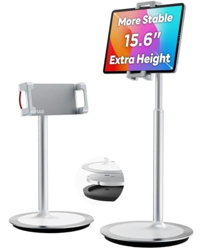 SAIJI Tablet Standı Tutucu, Ayarlanabilir Telefon Standı, 360 Derece Döner, Alüminyum Alaşımlı Cradle Masaüstü Tutucu 4.7