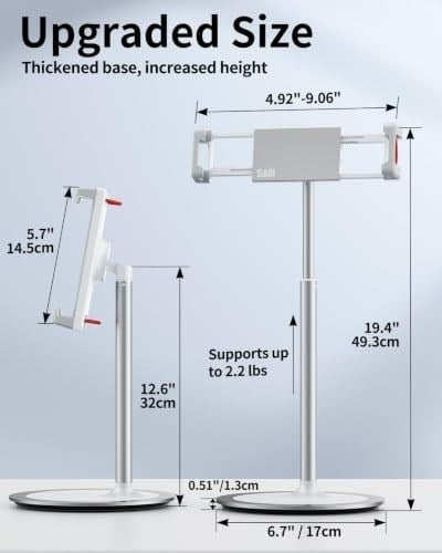 SAIJI Tablet Standı Tutucu, Ayarlanabilir Telefon Standı, 360 Derece Döner, Alüminyum Alaşımlı Cradle Masaüstü Tutucu 4.7