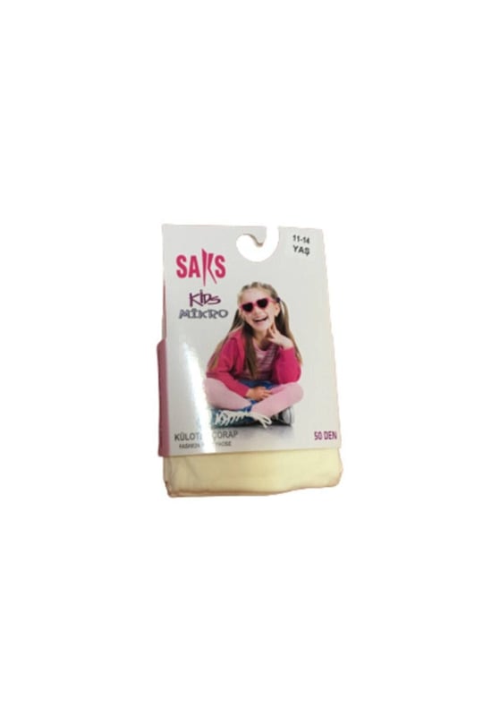 SAKS Saks 3 Adet Beyaz Renk Mikro 50 Çocuk Külotlu Çorap Beyaz 7-9 Yaş
