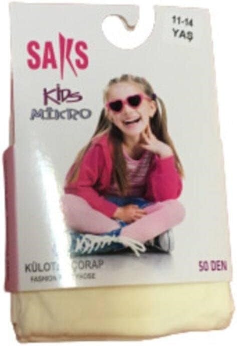 SAKS Saks 3 Adet Beyaz Renk Mikro 50 Çocuk Külotlu Çorap Beyaz 7-9 Yaş