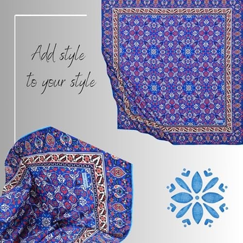 Saks Türk Motifli Çini Desen İpeksi Eşarp