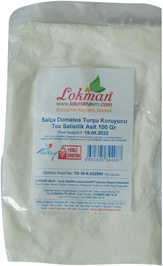 Salça Domates Turşu Koruyucu Toz Salisilik Asit 100 Gr Paket