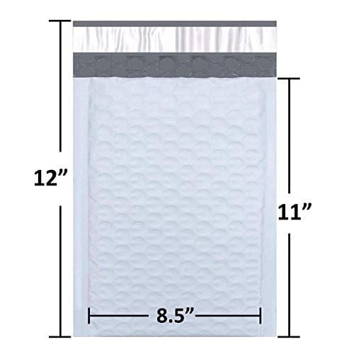 SALES4LESS #2 Poly Bubble Mailers 20,5 x 30,5 cm Dolgulu Zarf Postası Su Geçirmez 50li Paket (PBM8512-50), Beyaz