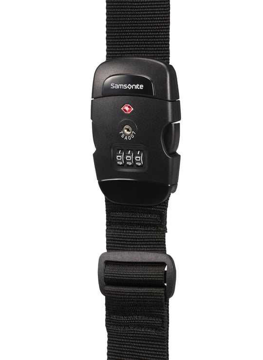 Samsonite Global Travel Accessories - Entegre 3 haneli bagaj kemeri, Siyah (Black), 190 cm, Entegre 3 haneli TSA şifreli kilit