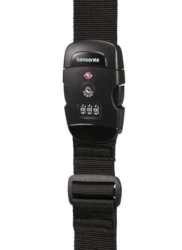 Samsonite Global Travel Accessories - Entegre 3 haneli bagaj kemeri, Siyah (Black), 190 cm, Entegre 3 haneli TSA şifreli kilit