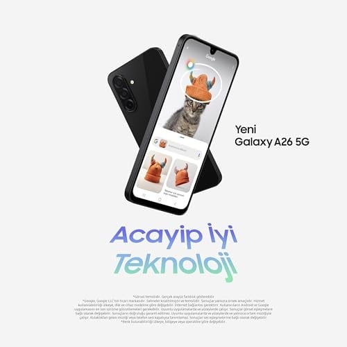 Samsung Galaxy A26 5G, Android Akıllı Telefon, 256GB Depolama, 8GB RAM, Siyah, 50MP Kamera, Büyük Ekran, Uzun Pil Ömrü (Samsung Türkiye Garantili)