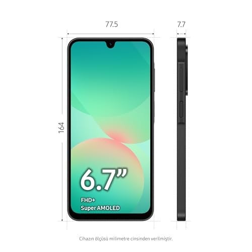 Samsung Galaxy A26 5G, Android Akıllı Telefon, 256GB Depolama, 8GB RAM, Siyah, 50MP Kamera, Büyük Ekran, Uzun Pil Ömrü (Samsung Türkiye Garantili)