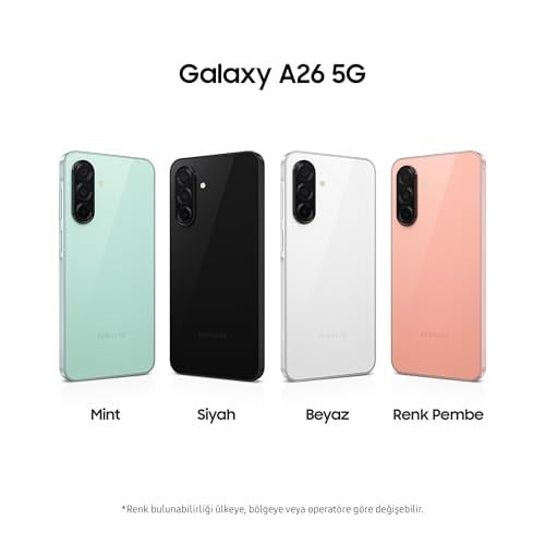 Samsung Galaxy A26 5G, Android Akıllı Telefon, 256GB Depolama, 8GB RAM, Siyah, 50MP Kamera, Büyük Ekran, Uzun Pil Ömrü (Samsung Türkiye Garantili)