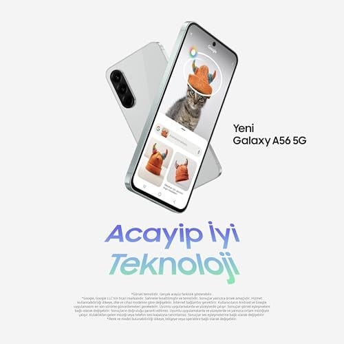 Samsung Galaxy A56 5G, Android Akıllı Telefon, 256GB Depolama, 8GB RAM, Gri, 6x İşletim Sistemi Yükseltmesi, Büyük Ekran, Uzun Pil Ömrü, 8GB + 256GB